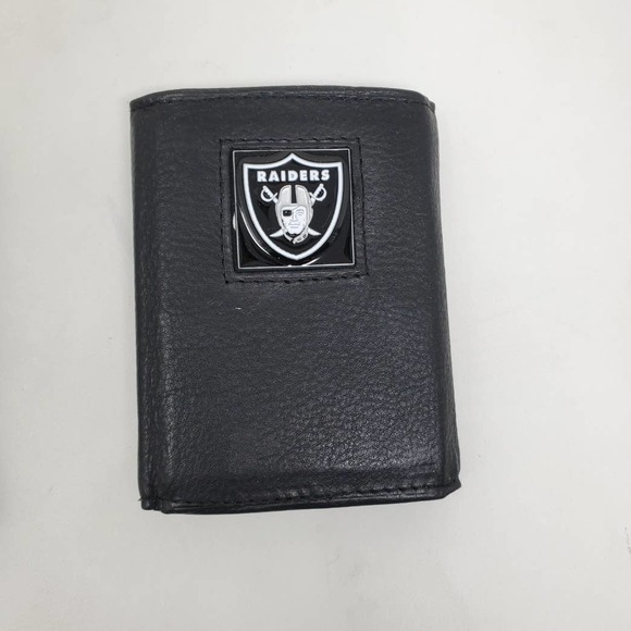 NFL Pewter Logo Leather Tri-fold Wallet - Raiders - Picture 1 of 2
